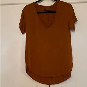 V-Neck Tan Short Sleeve Top